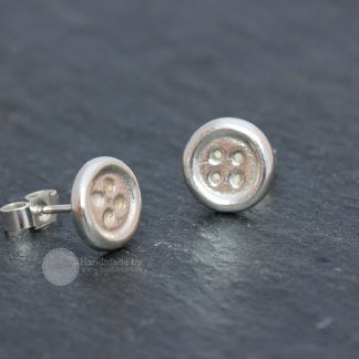 Silver button earrings