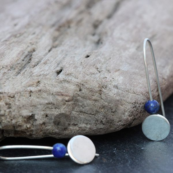 Lapis Lazuli Threader Handmade Earrings InSilver