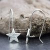 Line Hammered Star Hook Earrings - Image 3