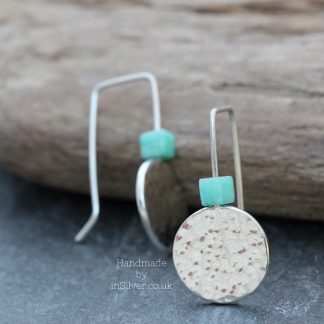 Chinese Amazonite hammered coin earrings