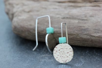 Chinese Amazonite hammered coin earrings