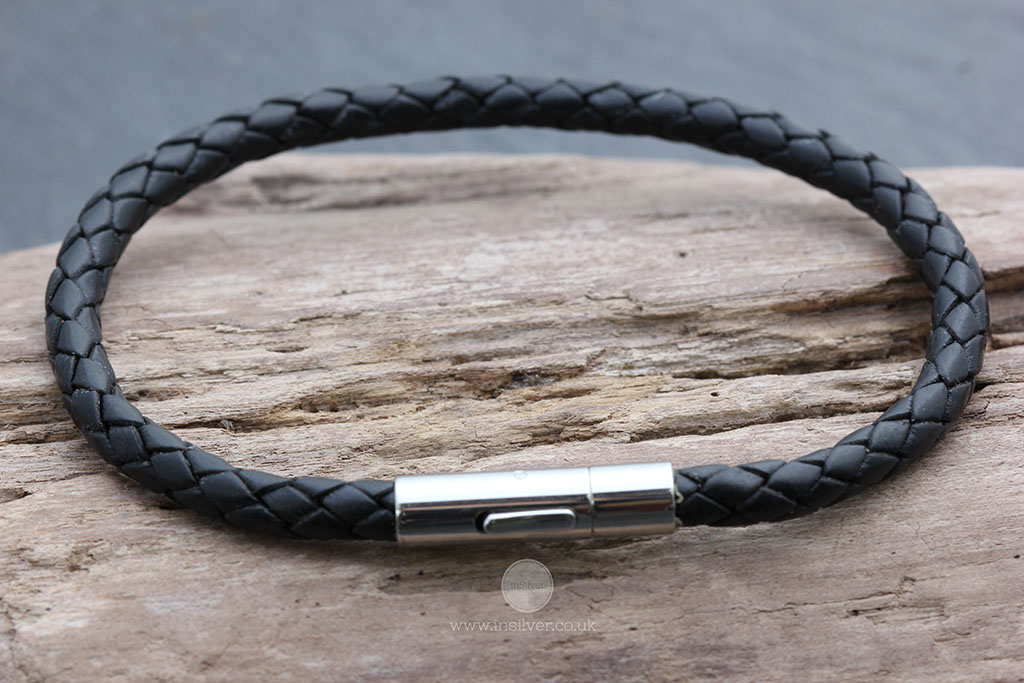 Buy Mens Chunky Leather Bracelet Stainless Steel Trigger Online in India   Etsy