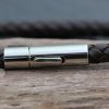 Black Chunky plaited leather bracelet - medium - Image 2