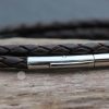 Black Double wrap leather plaited bracelet - medium - Image 2