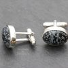 Snowflake Obsidian Oval Cufflinks - Image 3