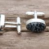 Snowflake Obsidian Oval Cufflinks - Image 2