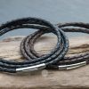 Brown triple wrap leather plaited bracelet - Image 4