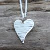 Mini Squishy Heart Pendant - Line Hammered - Image 2