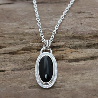 Black Onyx sterling silver handmade pendant, medium