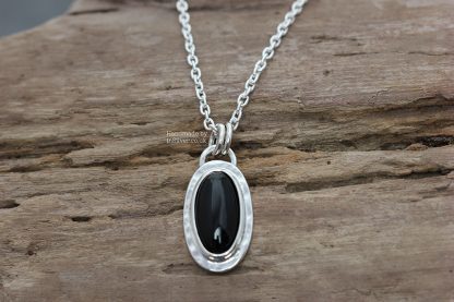 Black Onyx sterling silver handmade pendant, medium
