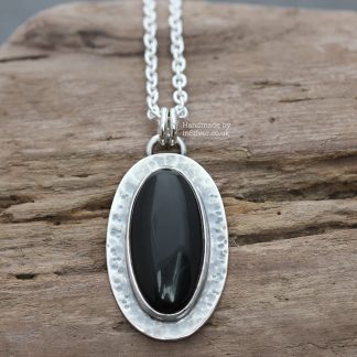 Black Onyx sterling silver handmade pendant