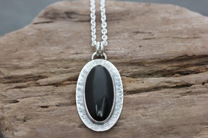 Black Onyx sterling silver handmade pendant