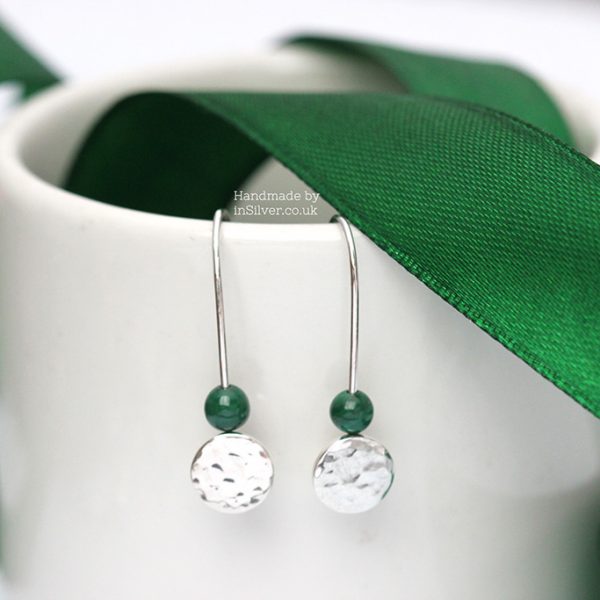 Malachite and ecosilver handmade drop earrings