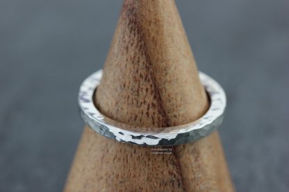 Handmade sterling silver square wire ring glitter hammered