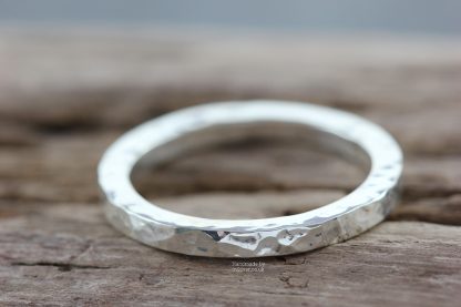 Sterling silver square wire ring glitter hammered handmade in Folkestone