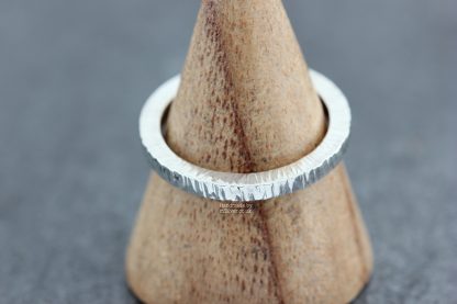 Line hammered sterling silver square wire ring