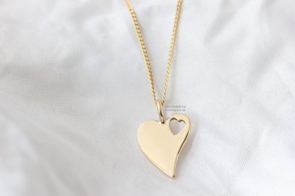 9ct yellow gold hand sawn heart pendant