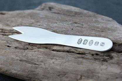 Hand sawn sterling silver chip fork, handmade in Folkestone