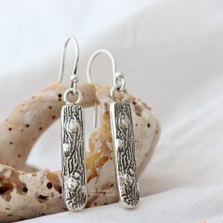 Seaweed sterling silver drop earrings, handmade
