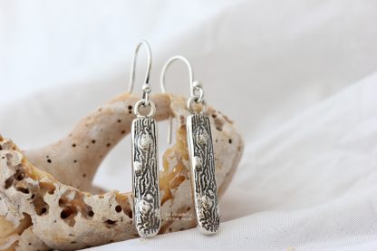 Seaweed sterling silver drop earrings, handmade