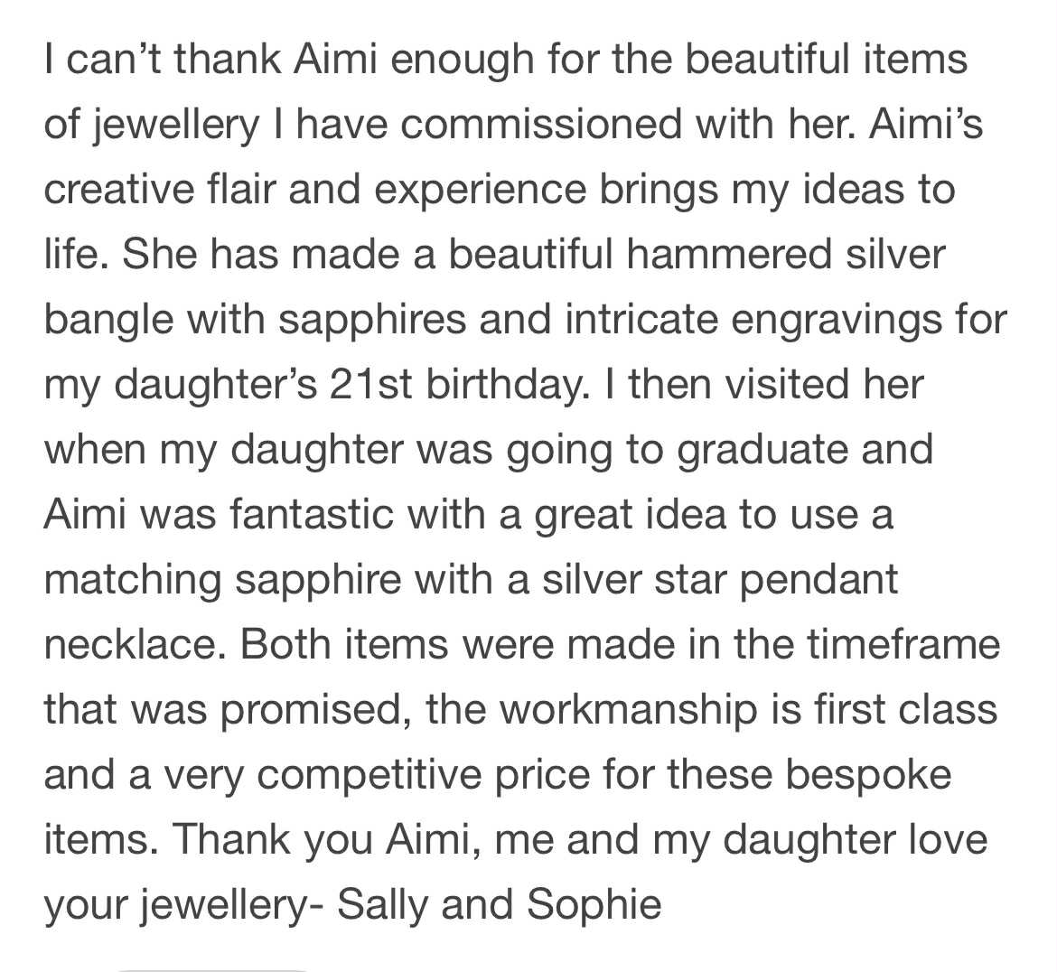 a written review from a happy customer