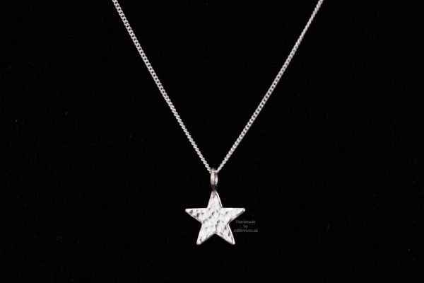 Sterling silver glitter hammered mini pendant, handmade in Folkestone