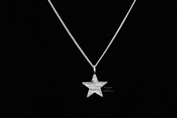 Sterling silver line hammered mini star pendant handmade in Folkestone