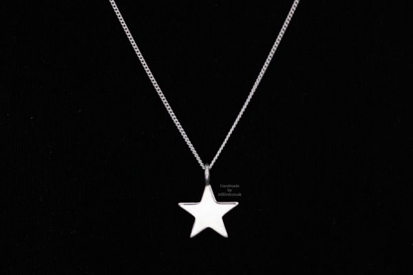 Sterling silver plain mini star pendant, handmade in Folkestone