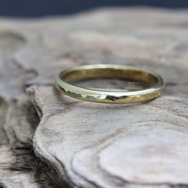 Glitter Hammered Stacking Ring Gold Vermeil