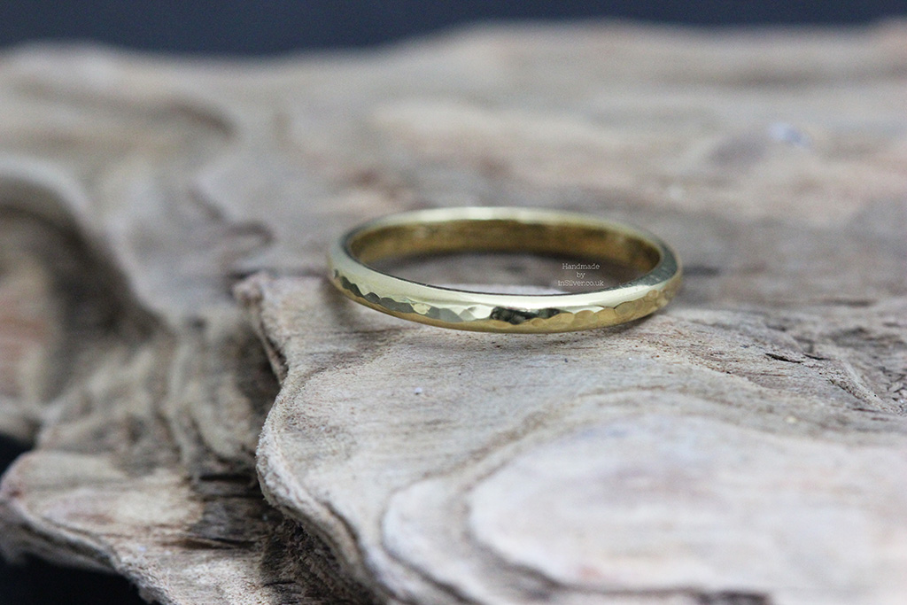 Glitter Hammered Stacking Ring Gold Vermeil