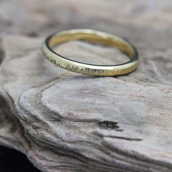 Line Hammered Stacking Ring Gold Vermeil