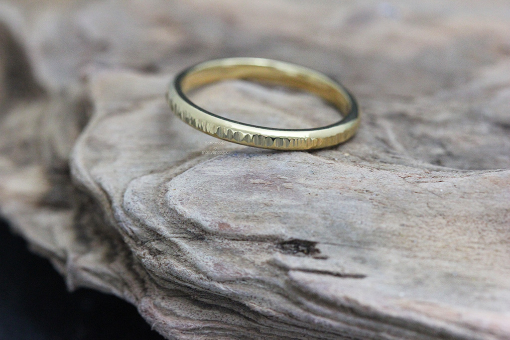 Line Hammered Stacking Ring Gold Vermeil
