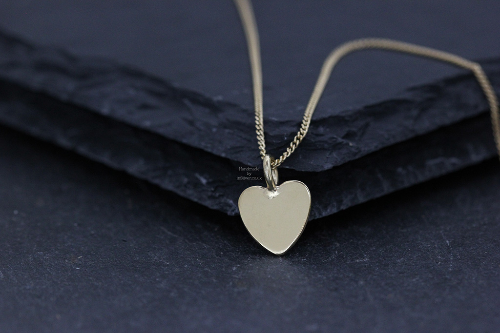 Line Hammered Heart Pendant Gold Vermeil - Image 2