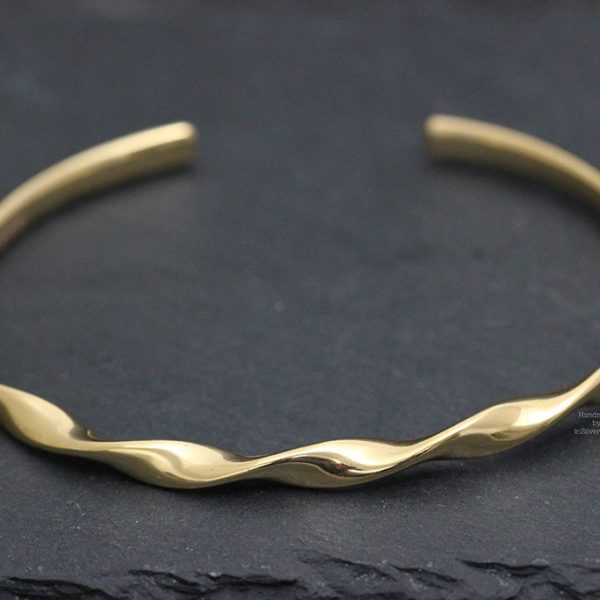 Ribbon Twist Torque Bangle Gold Vermeil
