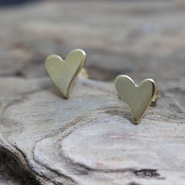 Squishy Heart Studs Gold Vermeil