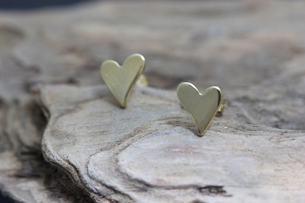Squishy Heart Studs Gold Vermeil