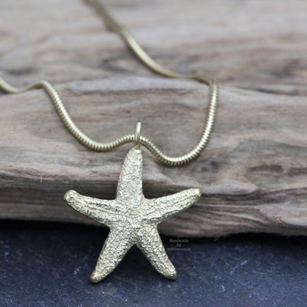 Starfish Pendant Snake Chain in Gold Vermeil