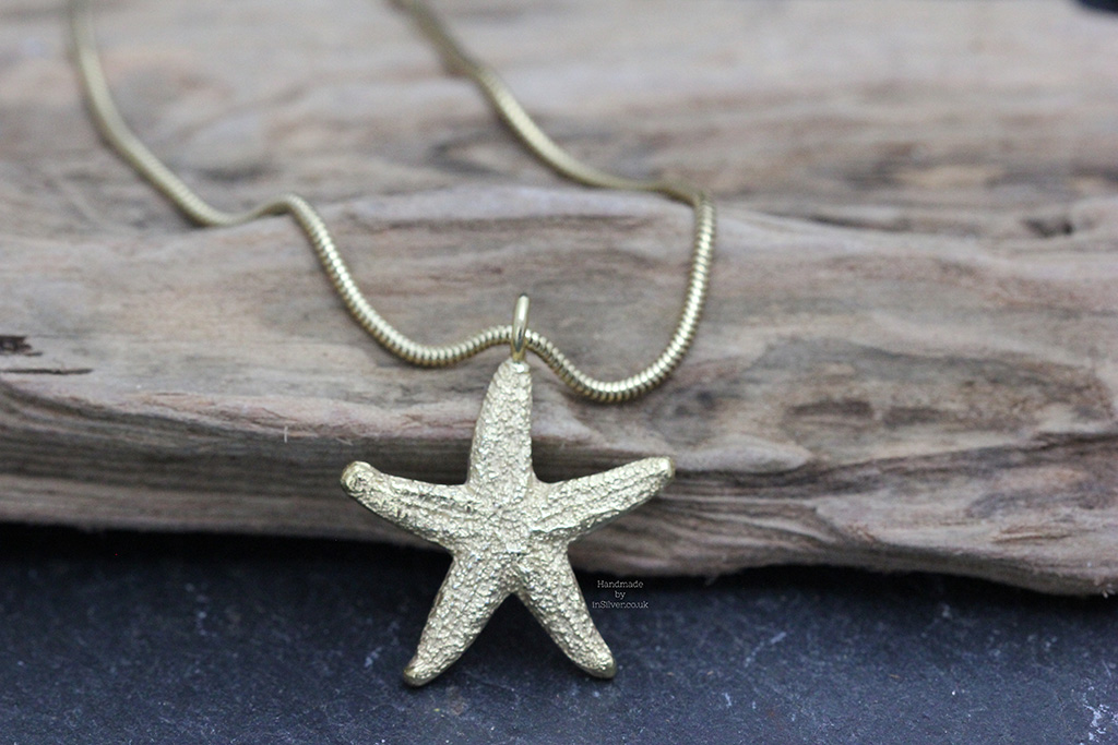 Starfish Pendant Snake Chain in Gold Vermeil