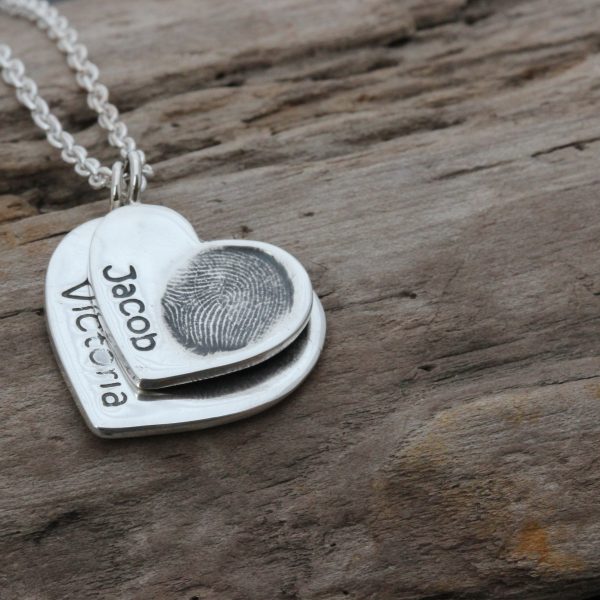 Fingerprint Heart duo necklace
