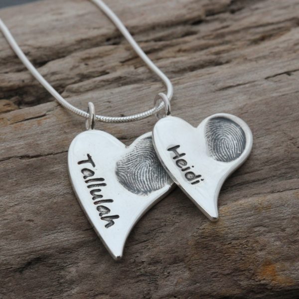 Squishy heart fingerprint duo pendant