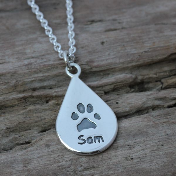 Dewdrop paw print pendant