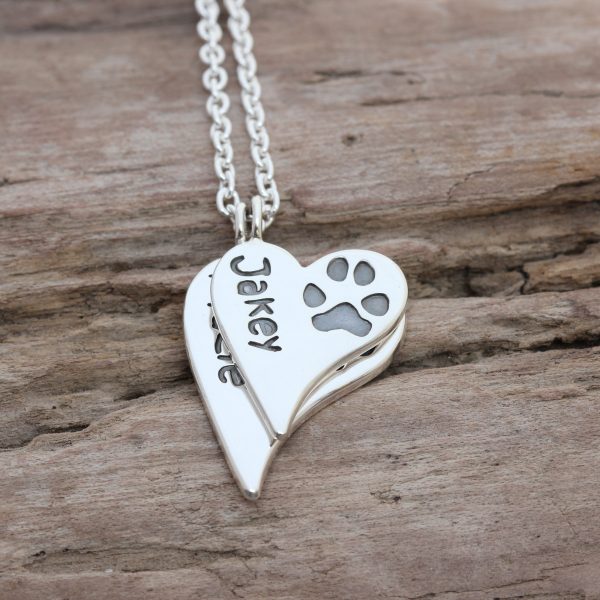 Squishy Heart Paw Print Duo Pendant