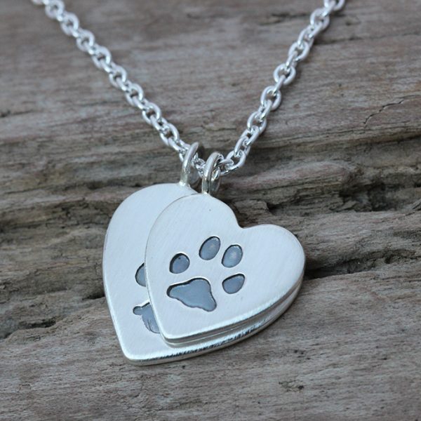 Heart Paw Print Duo pendant